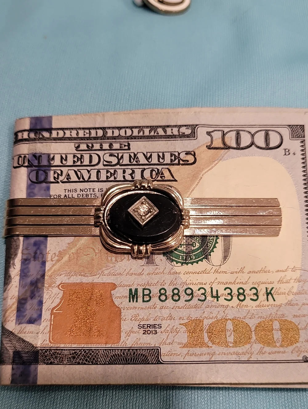 Vintage Money Clip With Diamond Accent - Picture 1 of 5